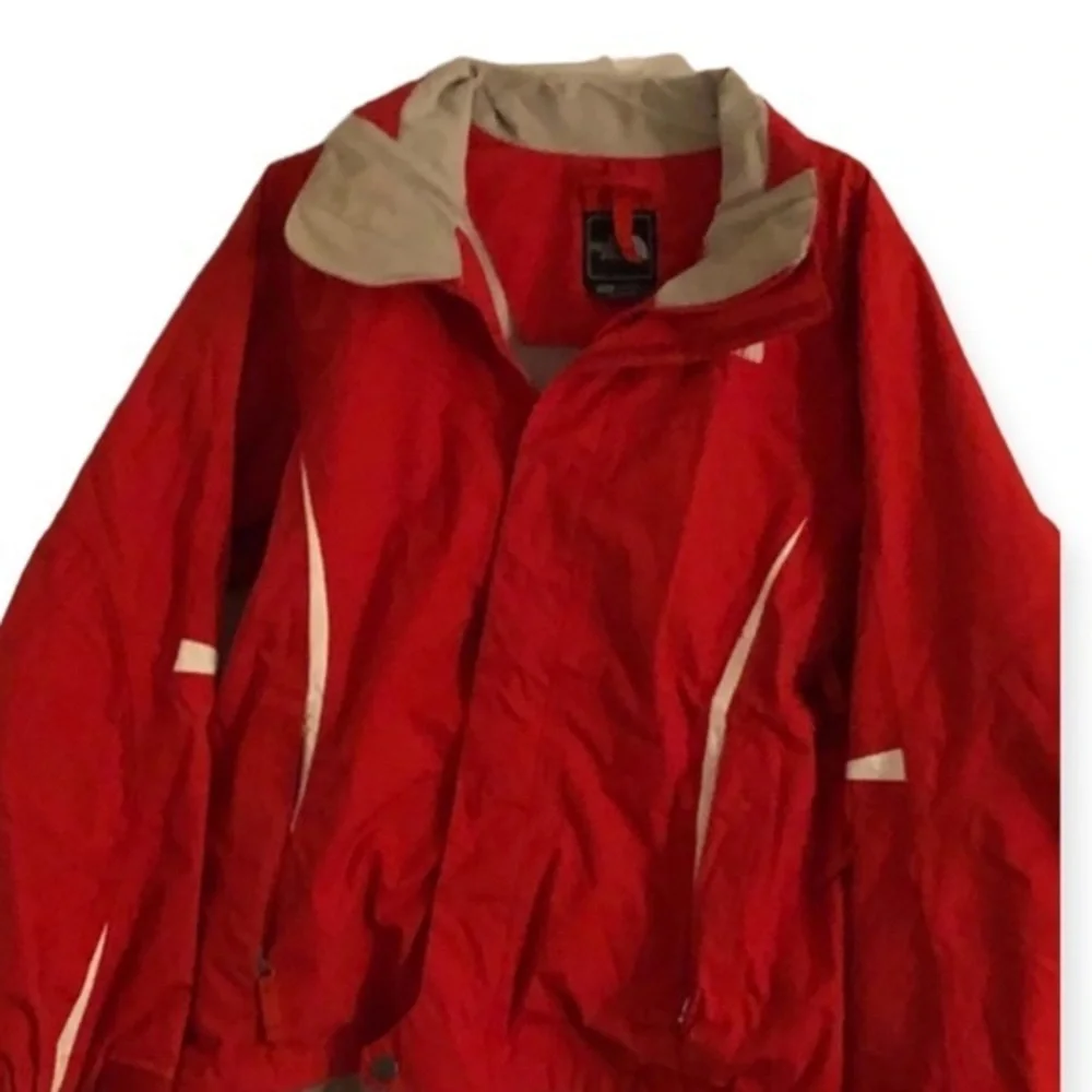 The North Face Jacket‎ Women’s Size Med Pockets Red Full Zip HAS Stain